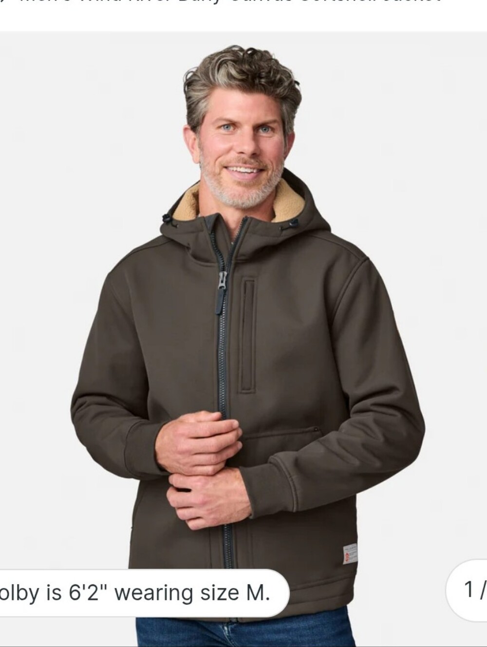 Free Country Men's Burly Canvas Softshell Jacket - Brown New Without Tag